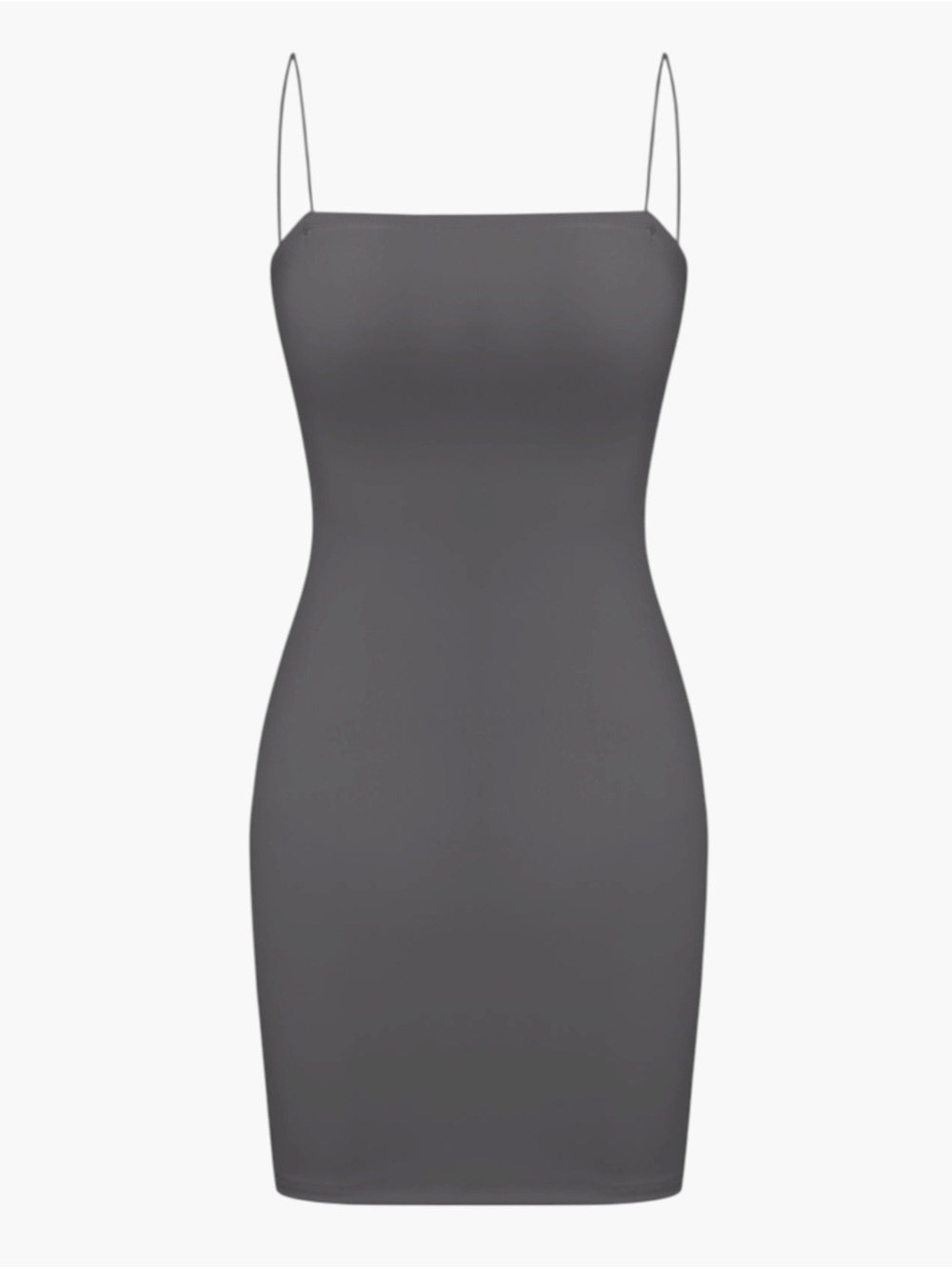 Cider Charcoal Slim Spaghetti-Strap Slip Dress